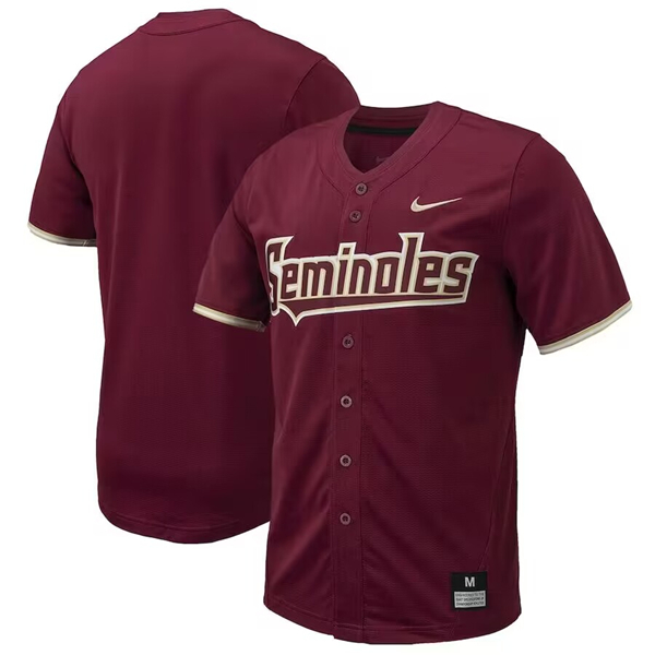 Men's Florida State Seminoles Garnet Full-Button Stitched Baseball Jersey